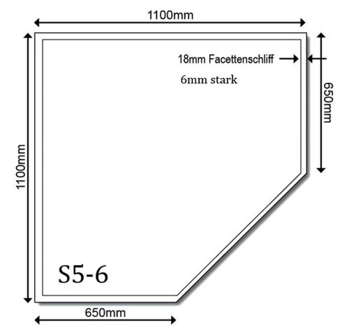 Glasbodenplatte Kamin S5 1100 x 1100 x 6 mm