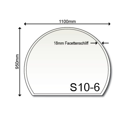 Glasbodenplatte Kamin S10-6 1100 x 950 x 6mm