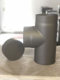 Rauchrohr grau DN 150 mm T - Stück mit Deckel