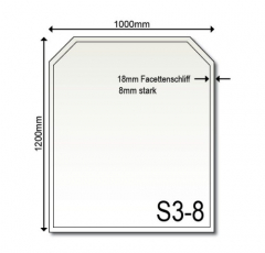 Glasbodenplatte Kamin S3 1200 x 1000 x 8mm