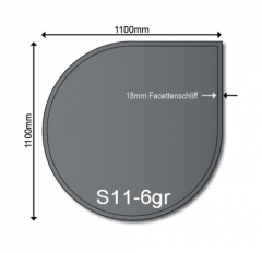 Glasbodenplatte Kamin S11 Grau 1100 x 1100 mm