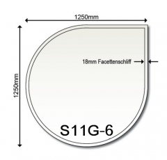 Glasbodenplatte Funkenschutz Kamin S11Groß 1250 x 1250 x 6 mm 2. Wahl